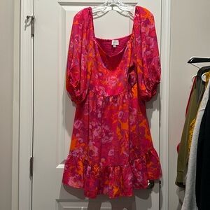 Baltic Born Pink and Orange Floral Long Sleeve Dress